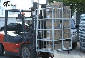 cheap Collapsible 4 sided roll container with 2 doors